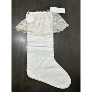Well Dressed Wolf Ivory and Lace Holiday Christmas Stocking NEW NWT